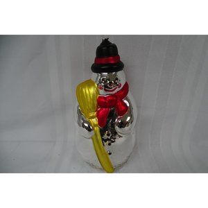 Dept 56 9" Hand Blown Mercury Glass Snowman Christmas Decoration Hand Painted